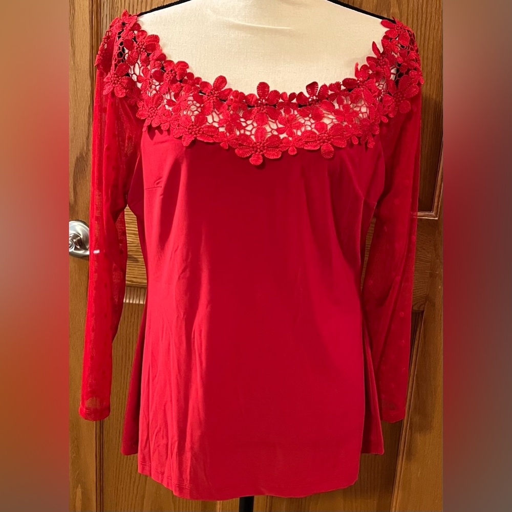 Venus Sheer Sleeve Top with polka dots